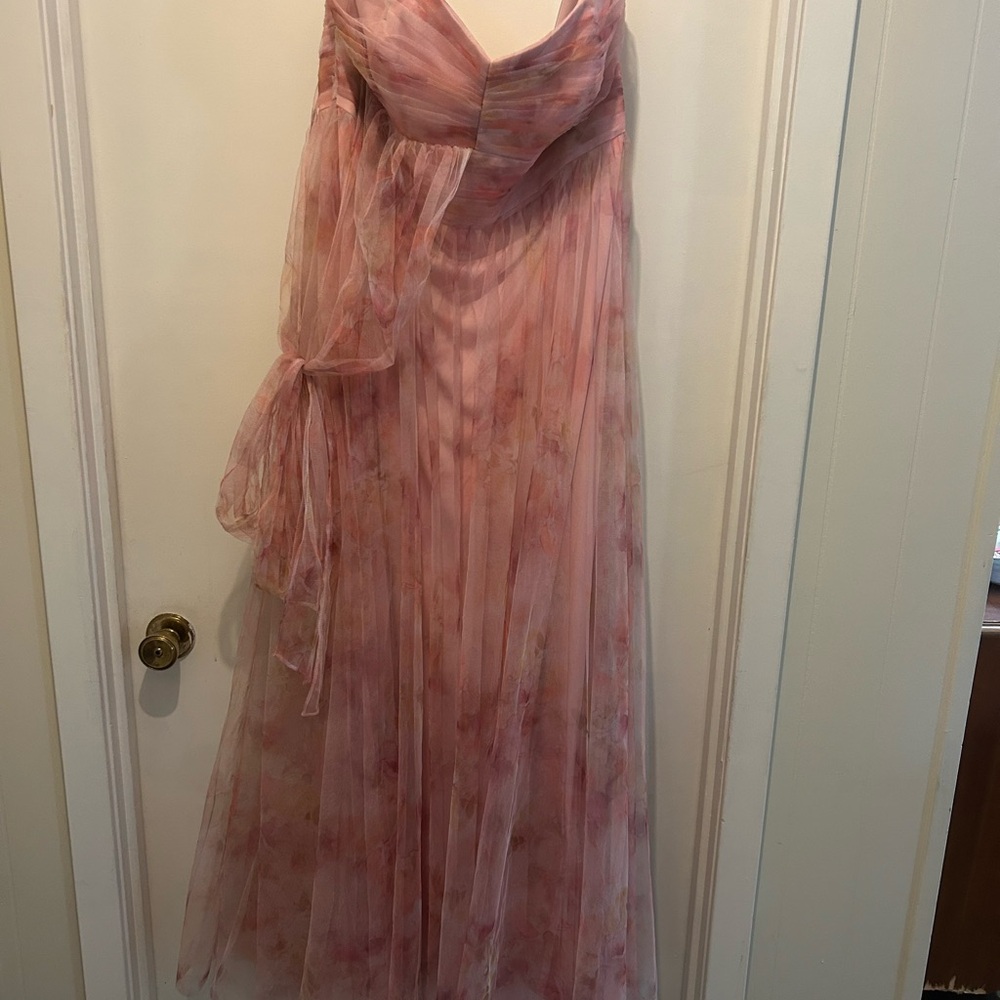 Dessy Collection Pink Floral Chiffon Maxi Dress - Picture 3 of 5